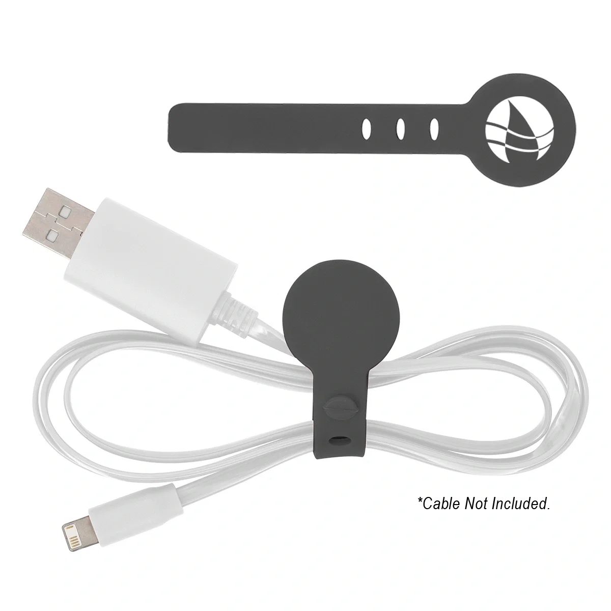 Black tie wrapped around a coiled cable
