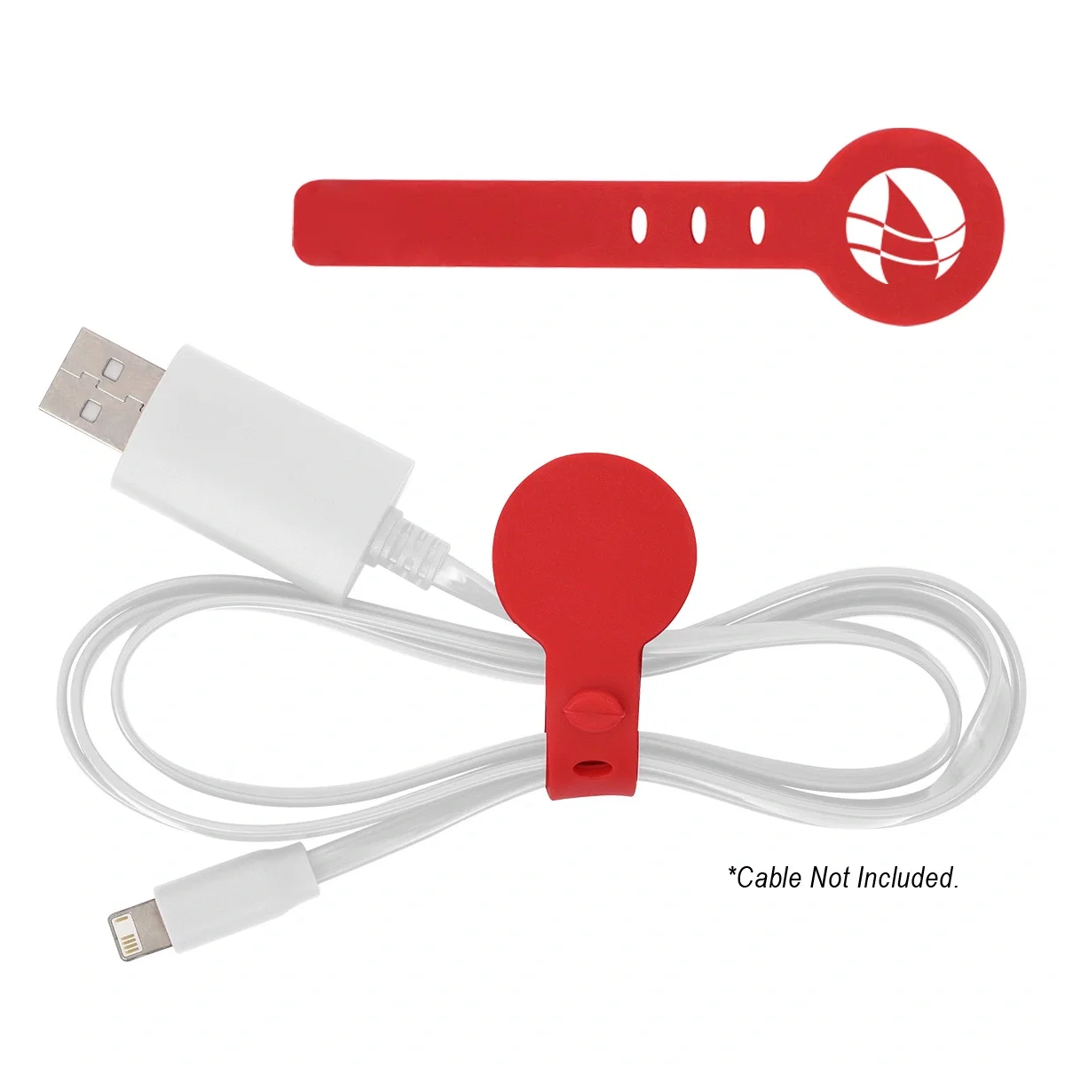 Red band holding earbud wires together