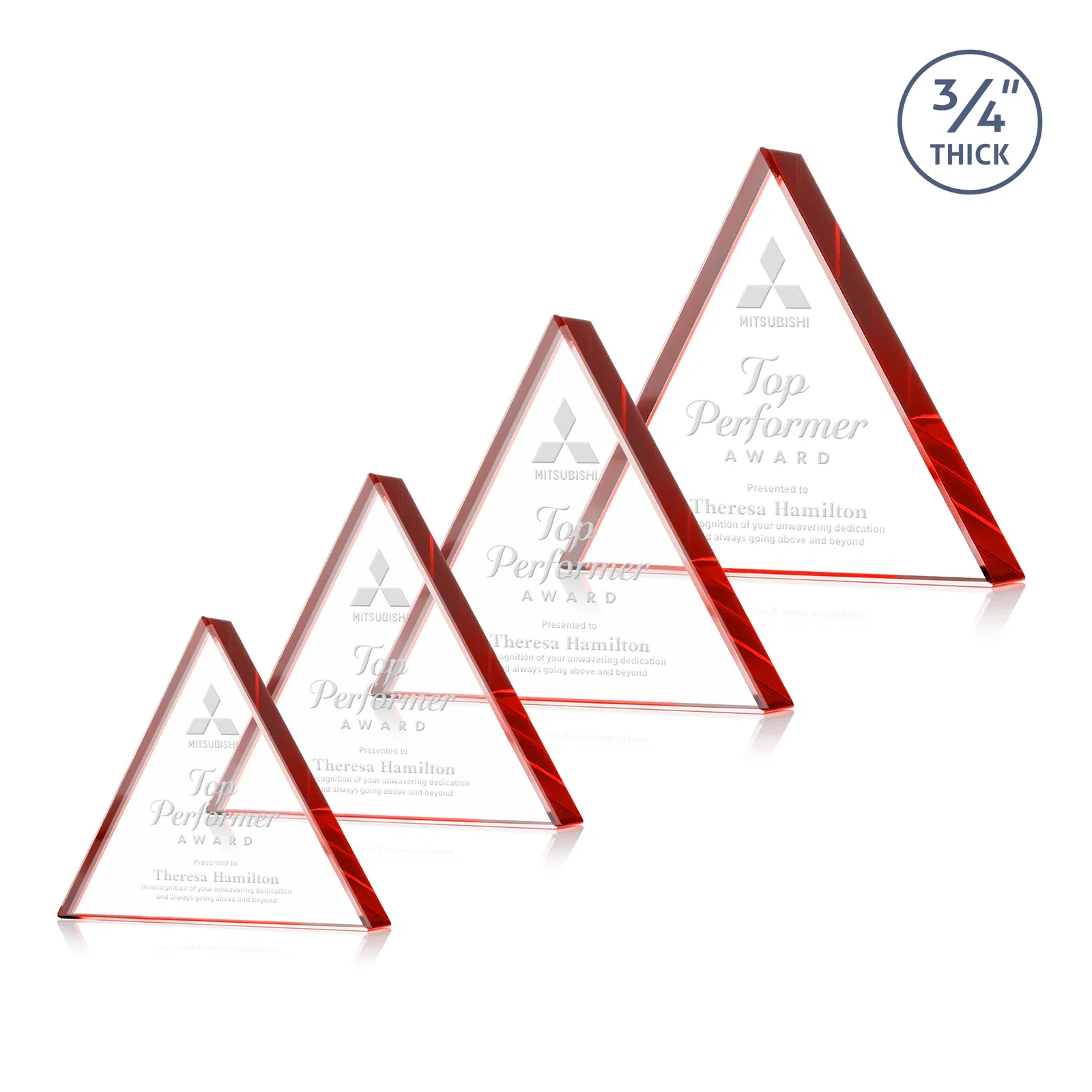 Personalized Starfire Crystal Triangle Award With a Modern Silhouette for safety achievement programs