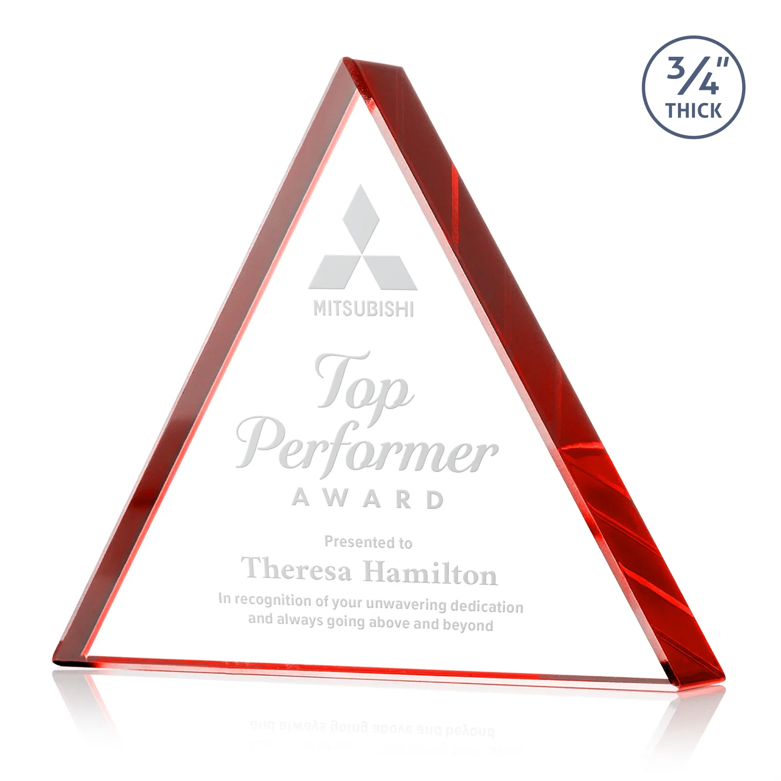 Promotional Starfire Crystal Triangle Award With a Modern Silhouette for employee recognition