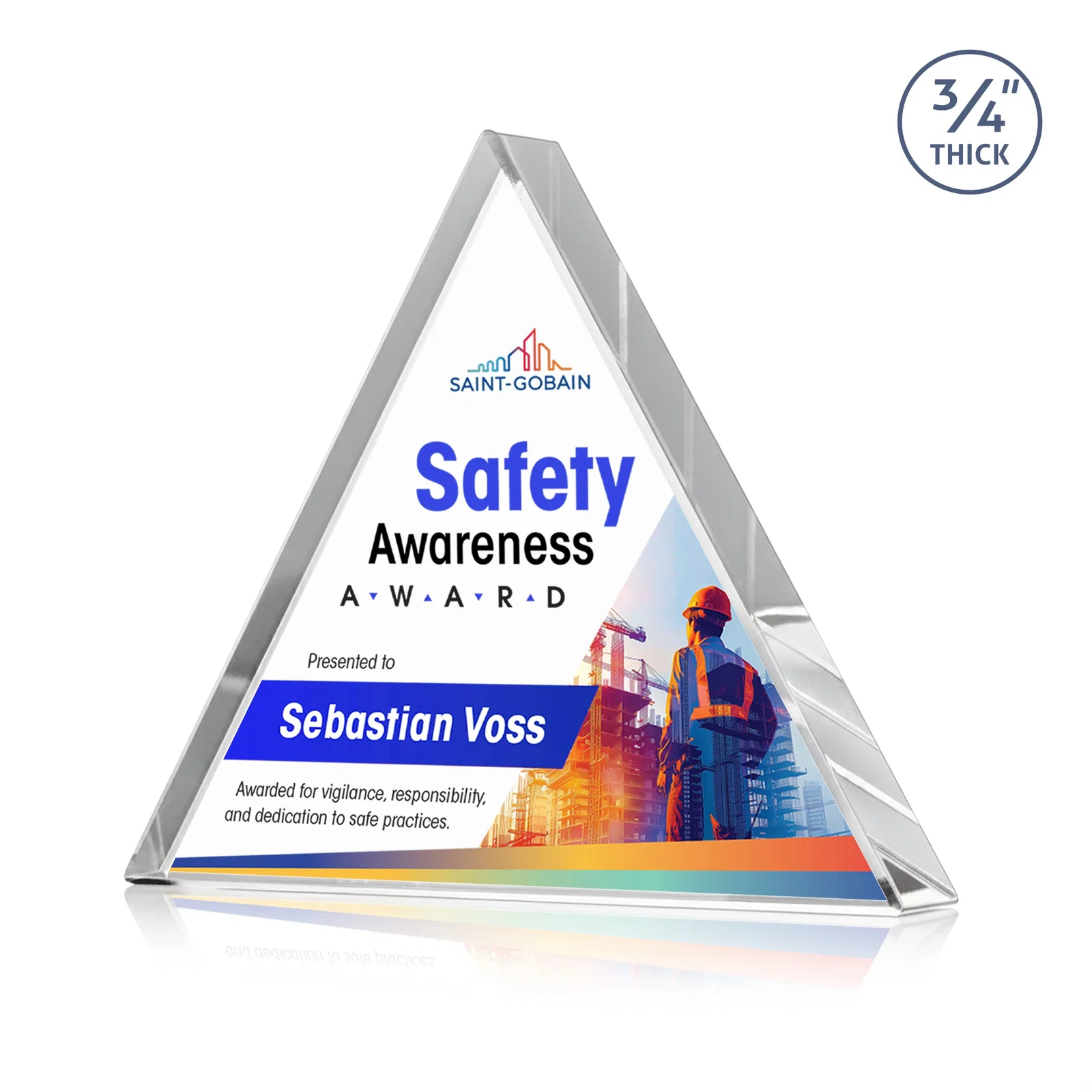Promotional Starfire Crystal Triangle Award With a Modern Silhouette for sales achievement awards