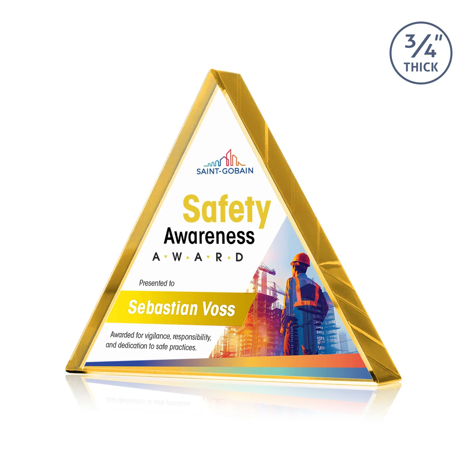 Promotional Starfire Crystal Triangle Award With a Modern Silhouette for graduation ceremonies