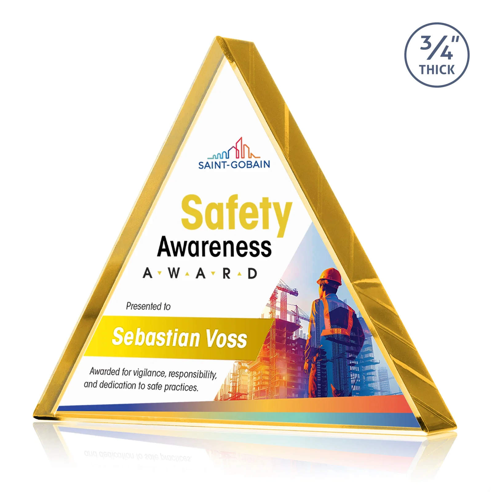 Promotional Starfire Crystal Triangle Award With a Modern Silhouette for dealer and partner awards