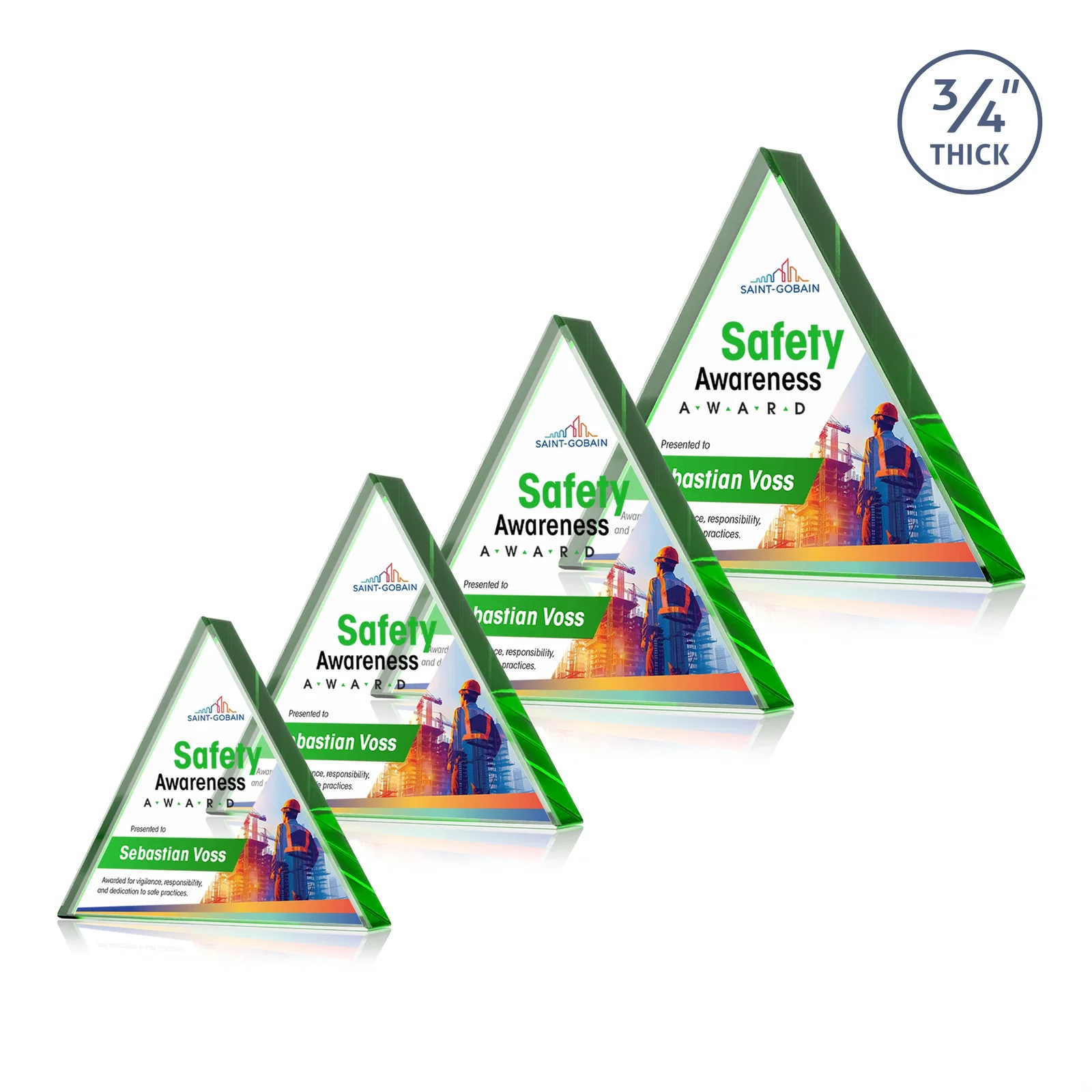 Promotional Starfire Crystal Triangle Award With a Modern Silhouette for company anniversary events