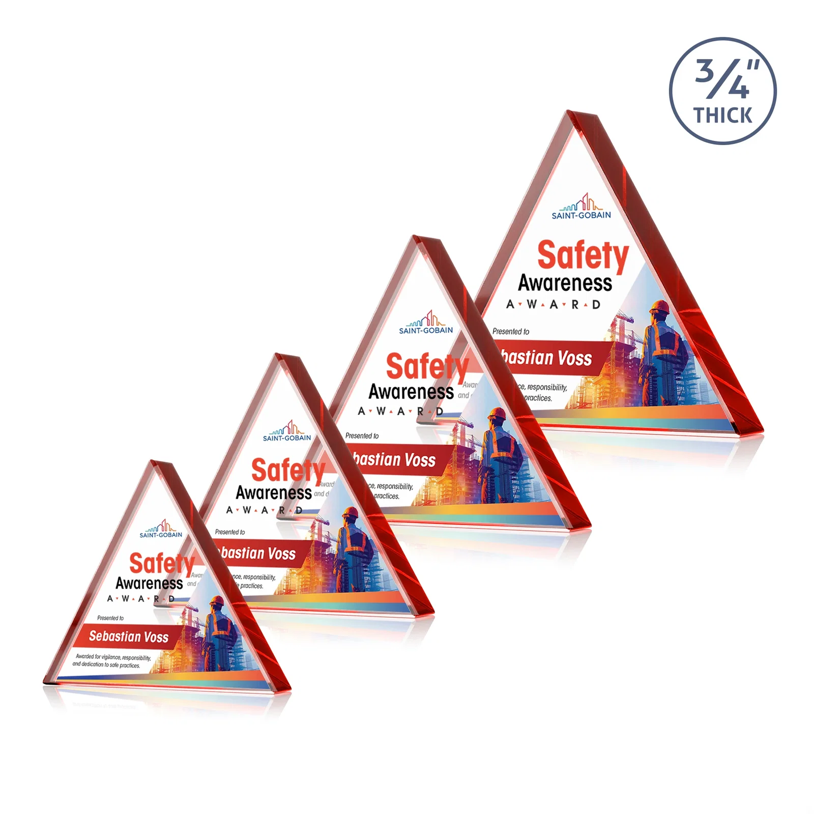 Branded Starfire Crystal Triangle Award With a Modern Silhouette for dealer and partner awards