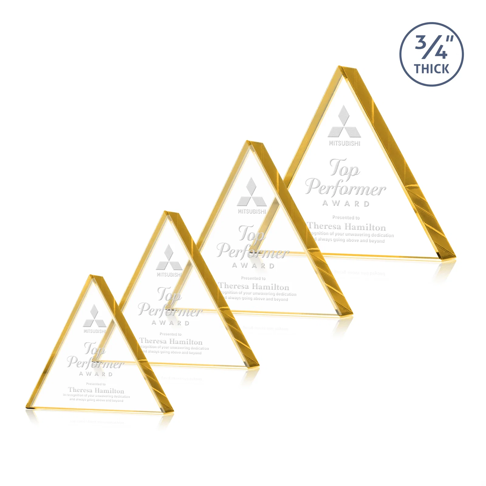 Custom Starfire Crystal Triangle Award With a Modern Silhouette for team milestone celebrations
