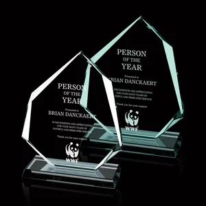 Jade or Starfire Glass Award With Alternating Six-Sided Bevels