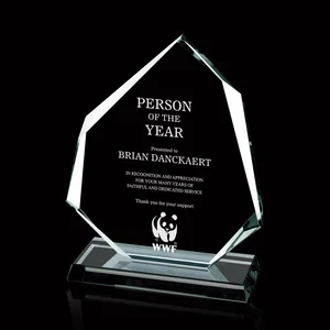 Jade or Starfire Glass Award With Alternating Six-Sided Bevels