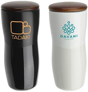 Adriano 12 oz Ceramic Tumbler with Wood Lid