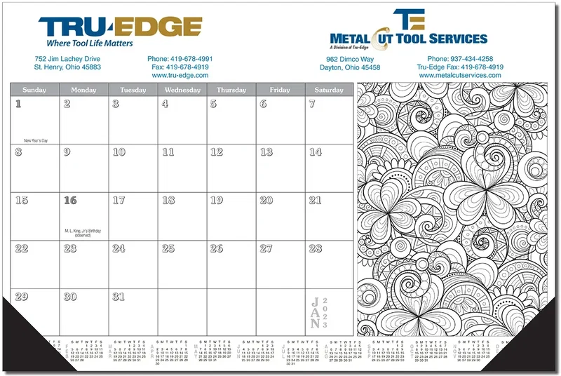 Adult Coloring Book 12 Sheet Desk Pad Calendar — view 2