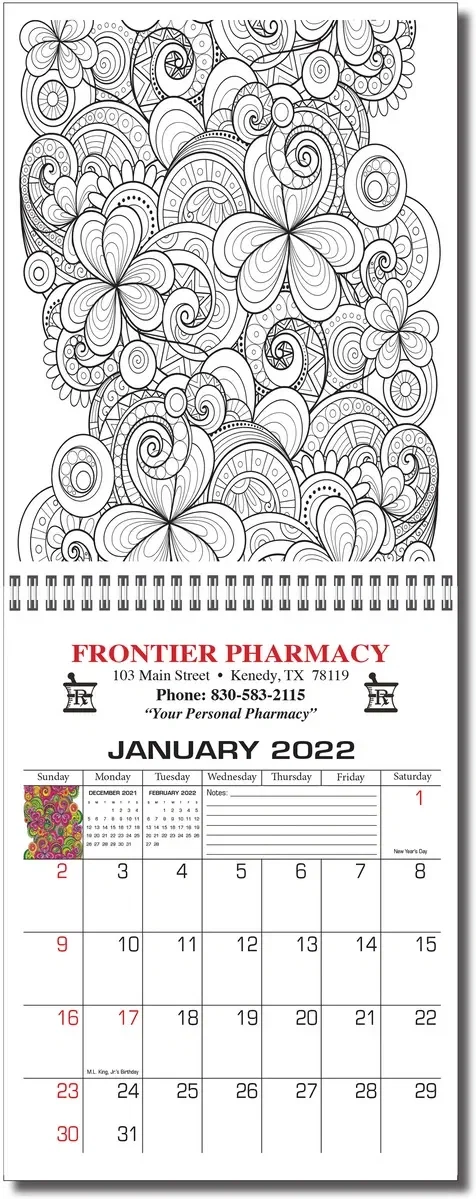 Adult Coloring Book Calendar — view 3