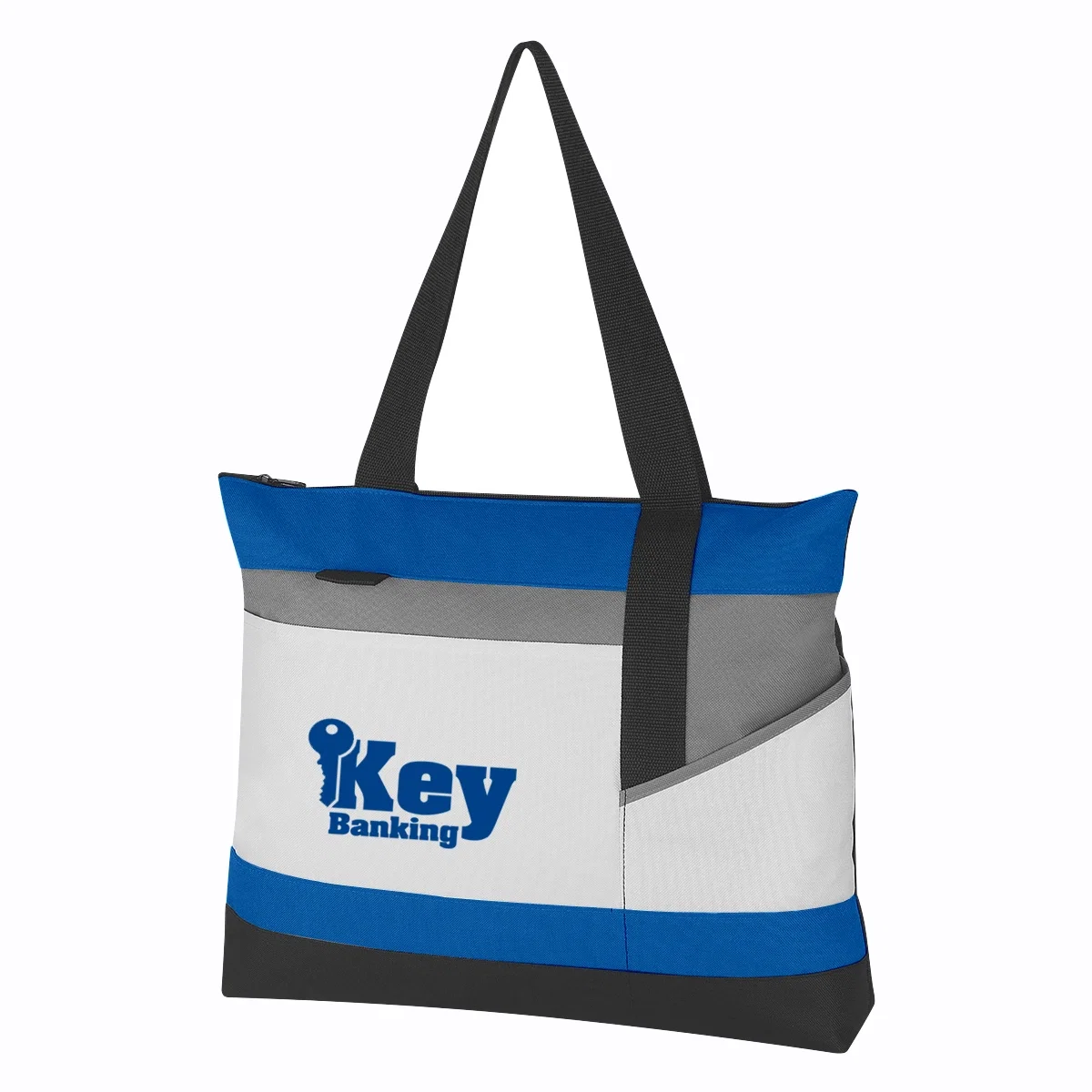 Shopping tote with contrast trim and long carry handles
