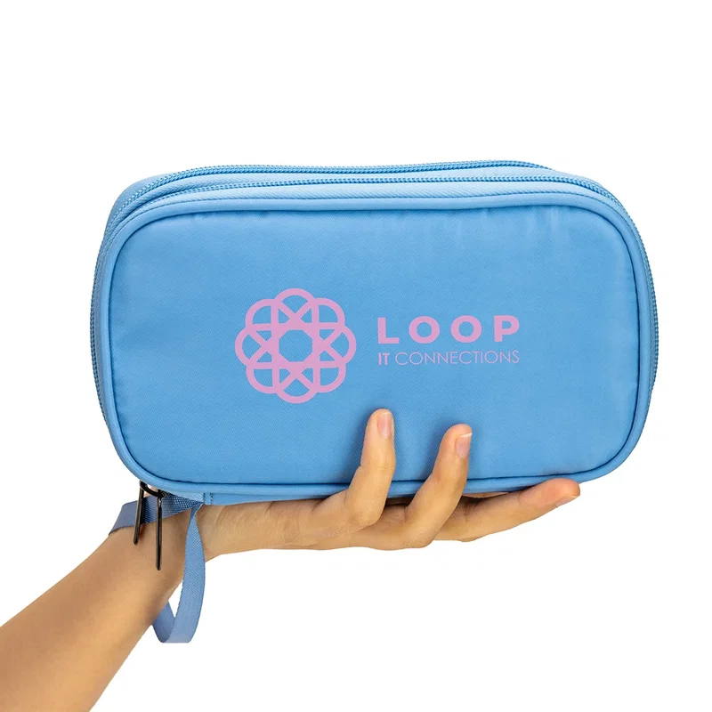 Close-up of the carrying handle on the branded Aero LOFT Tech Organizer