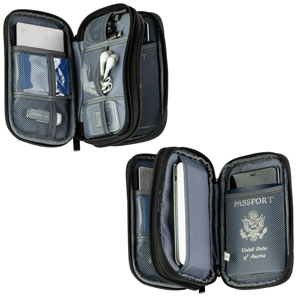 Open view of the Aero LOFT Tech Organizer showing the interior compartments