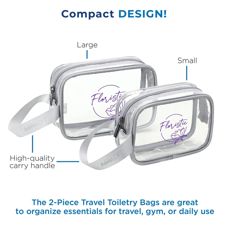 Close-up of the custom Aero LOFT Clear View Toiletry Bag's logo imprint area