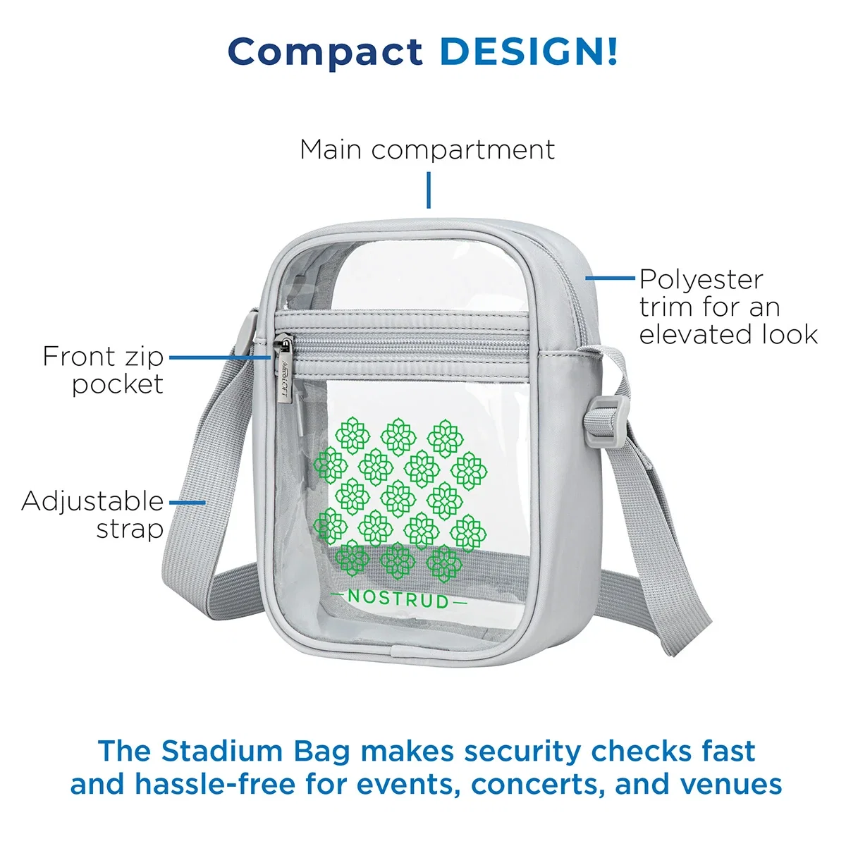 Back view of the branded Aero LOFT Clear View Crossbody Stadium Bag