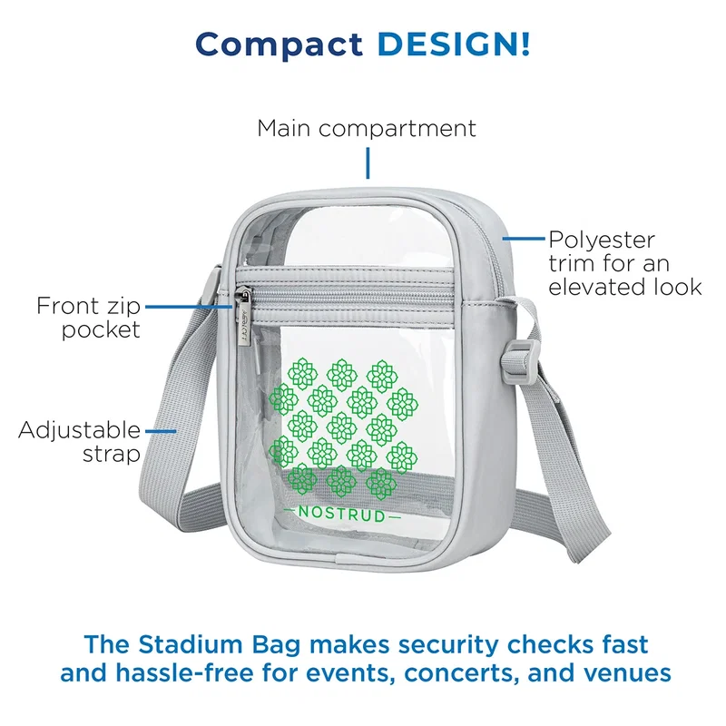 Back view of the branded Aero LOFT Clear View Crossbody Stadium Bag