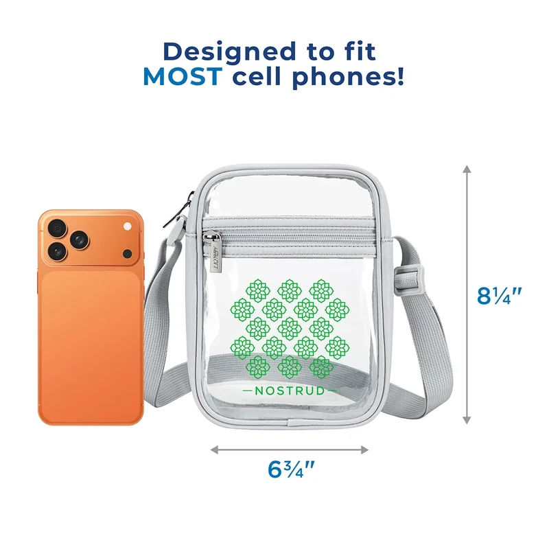 Open view of the Aero LOFT Clear View Crossbody Stadium Bag showing the interior compartment