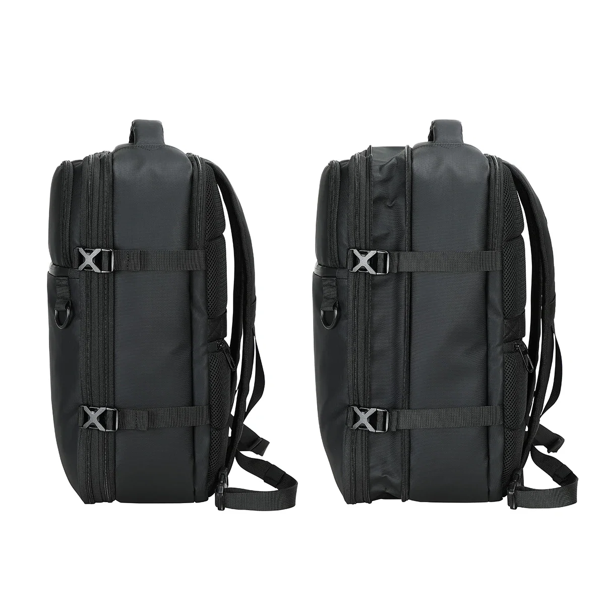 Side profile of the Aero LOFT HYBRID Travel Backpack, showing the padded shoulder strap