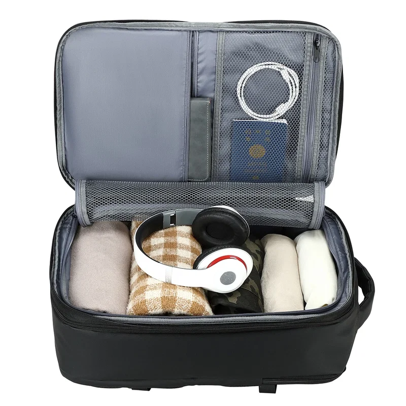 Aero LOFT HYBRID Travel Backpack worn on the shoulders, promotional backpack lifestyle shot