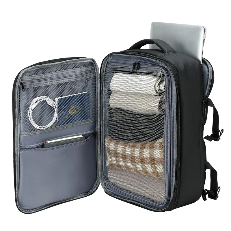 Open main compartment view of the Aero LOFT HYBRID Travel Backpack