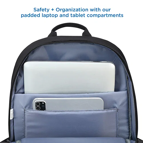 Promotional Aero LOFT backpack open showing padded laptop sleeve