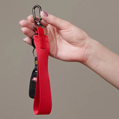 Custom Aero LOFT Never Lost carabiner keychain, front view