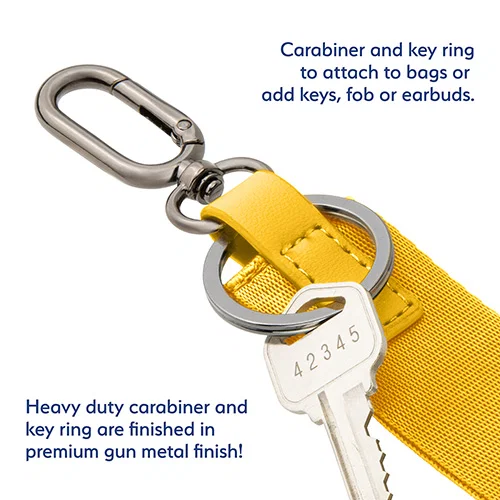 Branded carabiner clip keychain, side profile