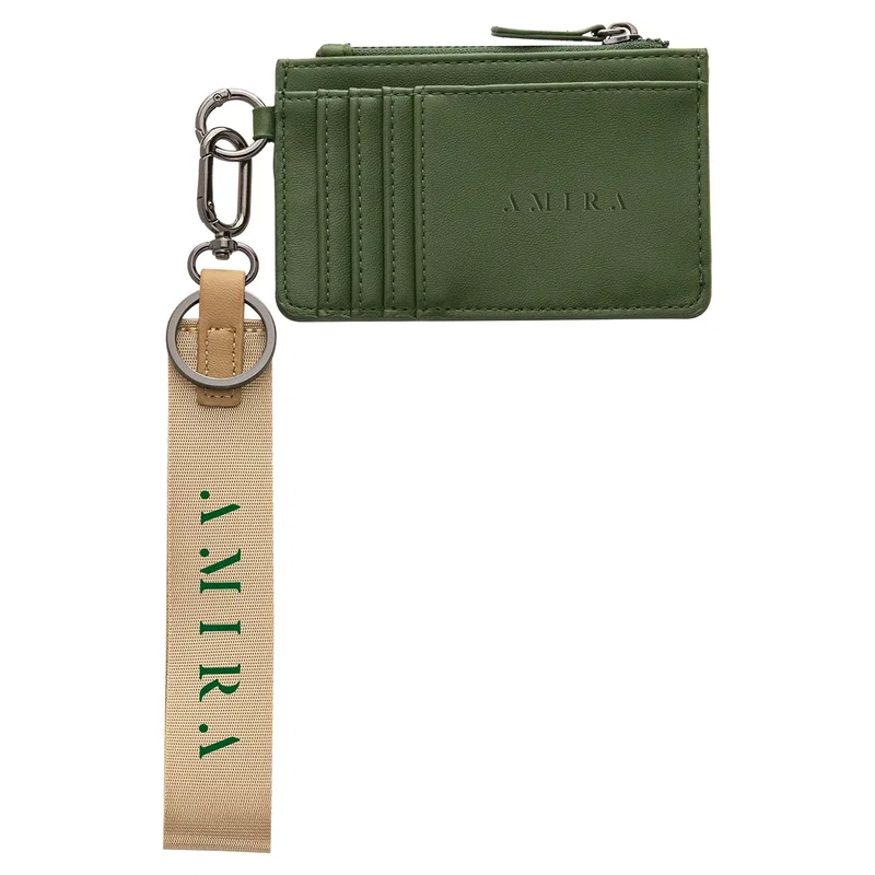 Aero LOFT Slim Card Wallet's zippered main compartment open, cash and coin storage detail