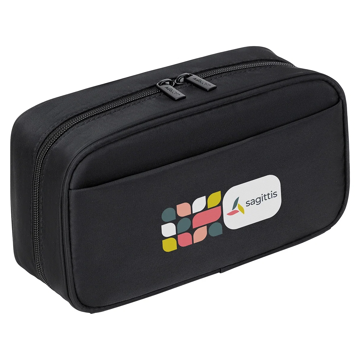 Aero LOFT Universal Travel Pouch shown open, interior view of the branded travel pouch