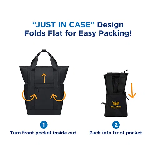 Promotional Aero LOFT Voyager backpack folded flat into a pouch