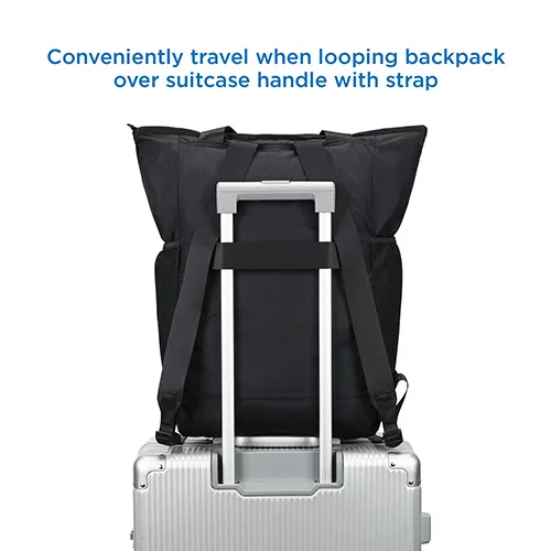 Custom foldable backpack unfolded and open, interior view