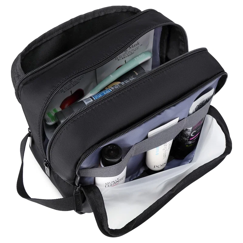 Branded Aero LOFT toiletry kit packed for travel, lifestyle in-use shot