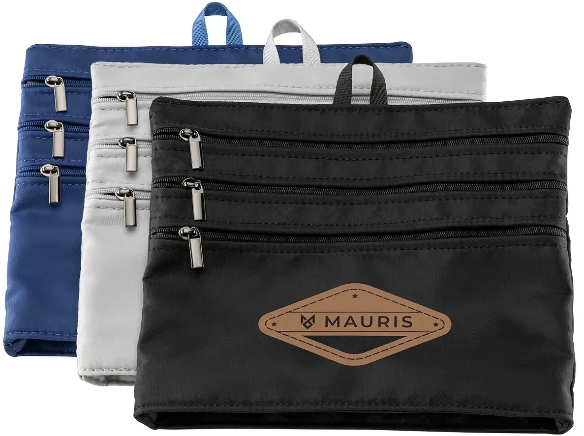 AeroLoft 4-Pocket Zip Travel Organizer, custom branded travel organizer front view with logo