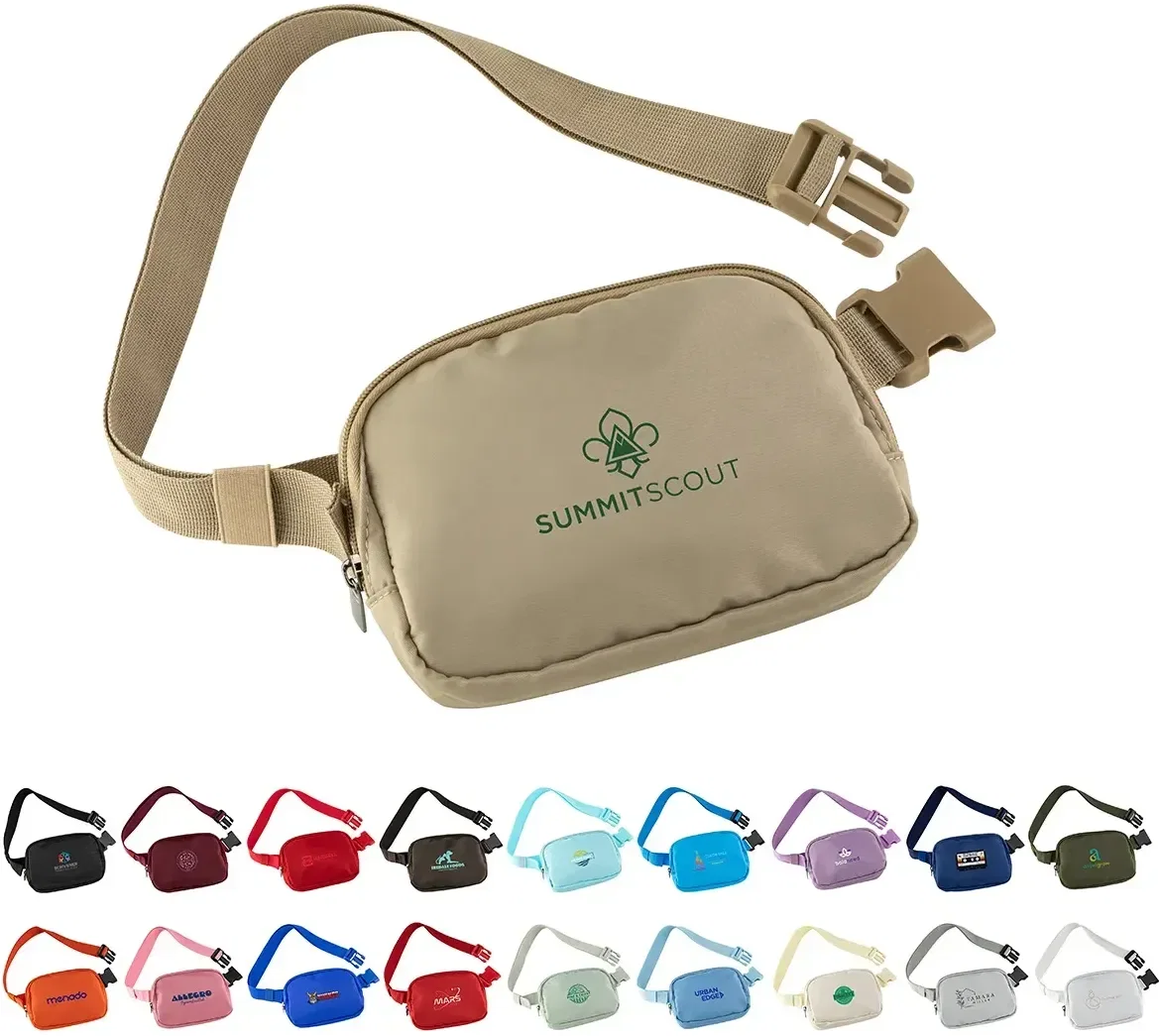 AeroLoft Water-Resistant Belt Bag, custom branded belt bag front view with logo, small size