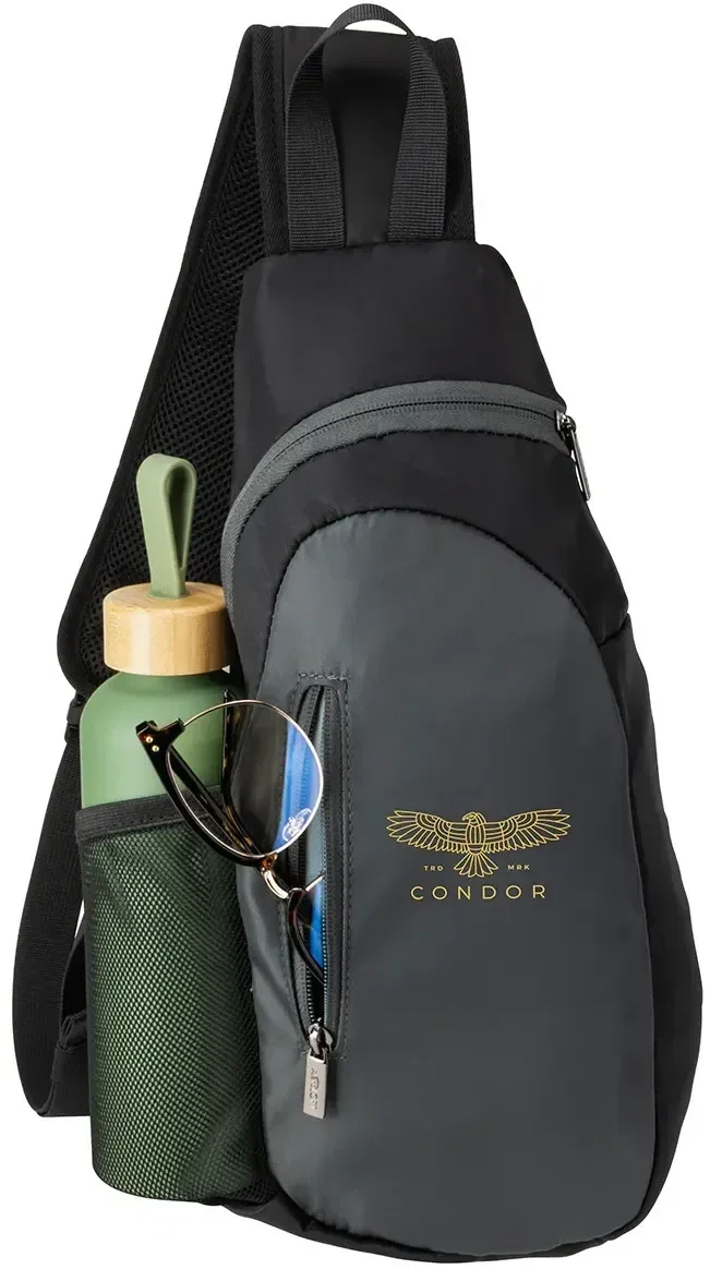 Promotional AeroLoft sling backpack, side profile