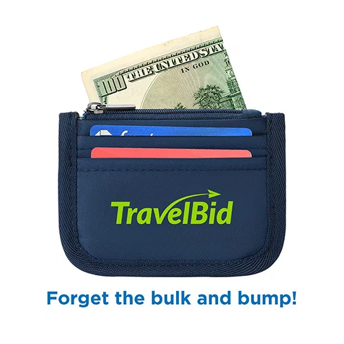 Custom AeroLoft Skinny zippered wallet slim card holder, front view