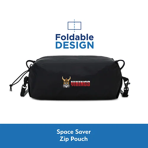 Branded ripstop zip pouch, side profile