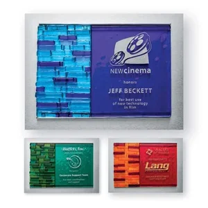 Glass Mosaic Plaque With Backlit Tiles on Aluminum Wood Panel