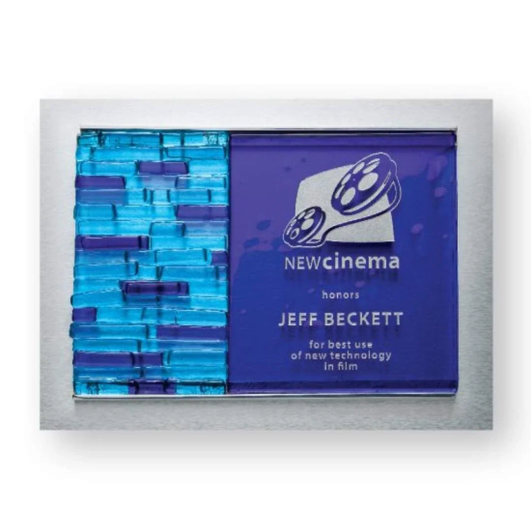 Custom Glass Mosaic Plaque With Backlit Tiles on Aluminum Wood Panel for corporate award ceremonies