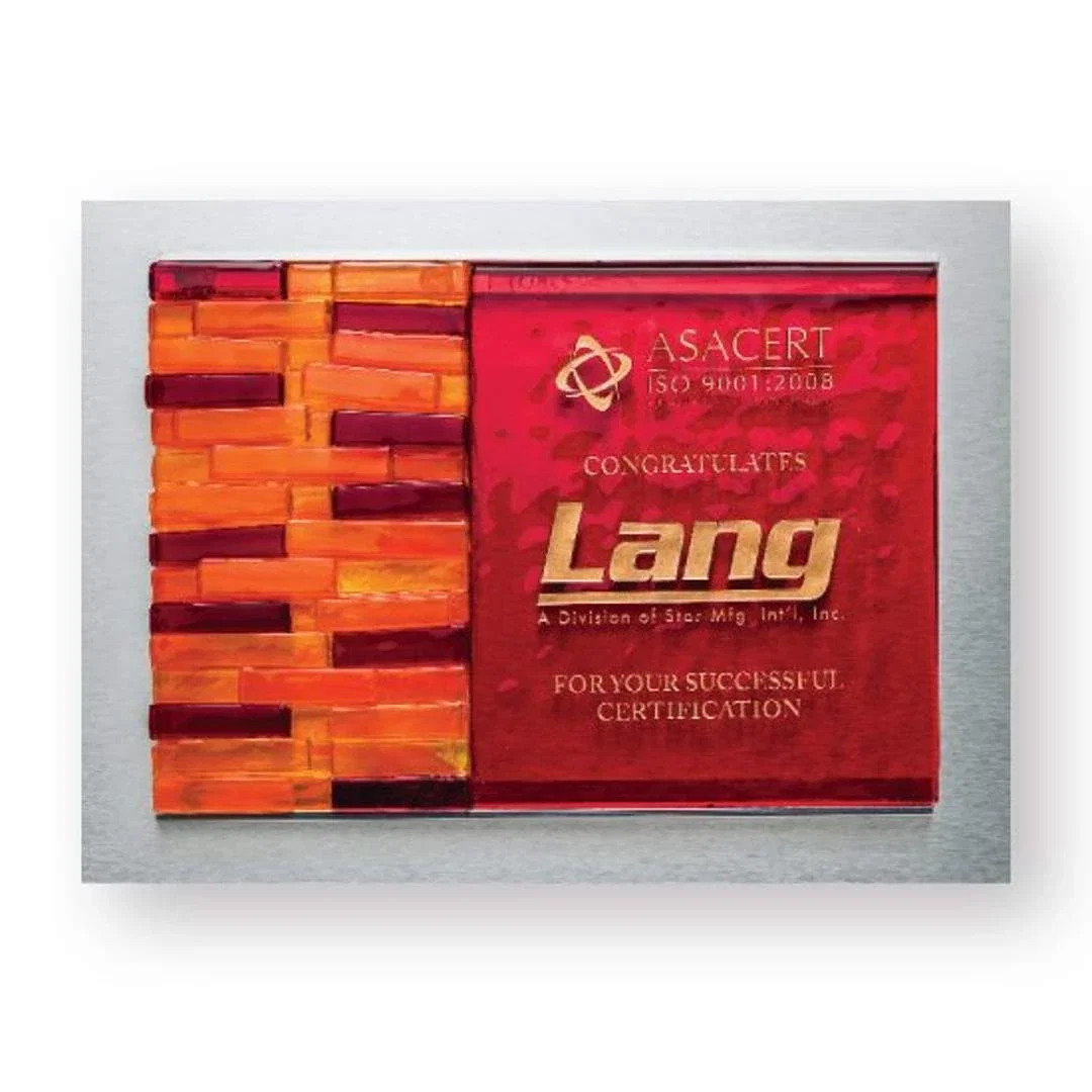Custom Glass Mosaic Plaque With Backlit Tiles on Aluminum Wood Panel for sales achievement awards