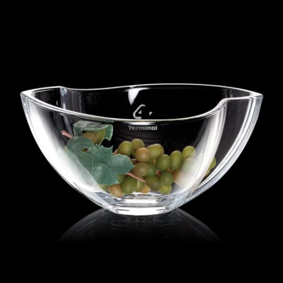 Custom Lead Free Crystalline Bowl Award, Wide Low Profile - Ainsley for employee recognition