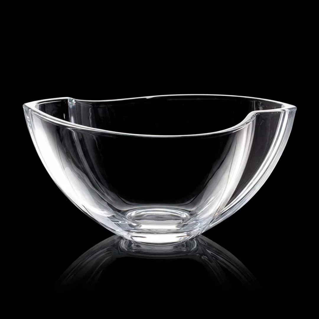 Custom Lead Free Crystalline Bowl Award, Wide Low Profile - Ainsley for corporate award ceremonies