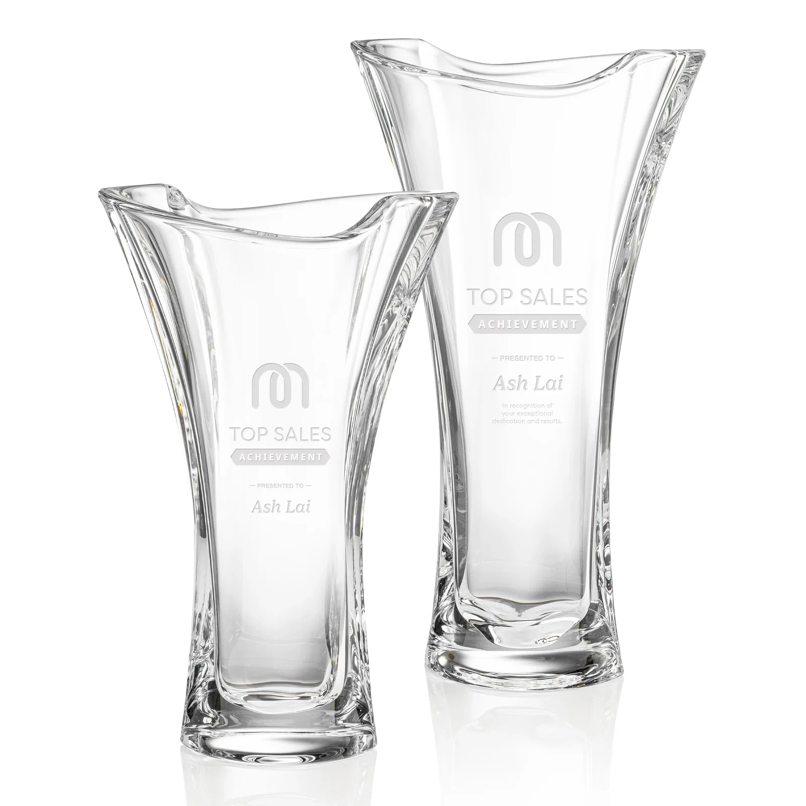 Custom Lead Free Crystalline Vase with Flared Body and Waved Rim for employee recognition