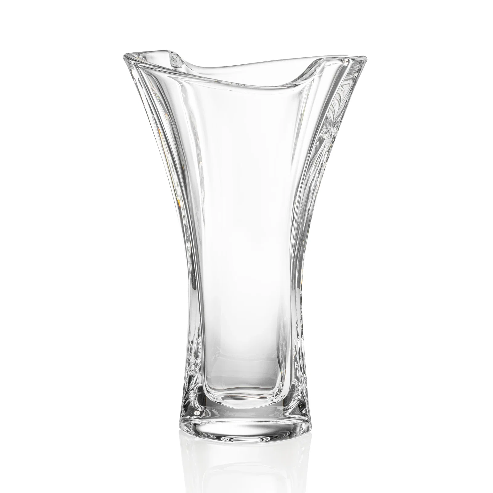 Custom Lead Free Crystalline Vase with Flared Body and Waved Rim for retirement presentations
