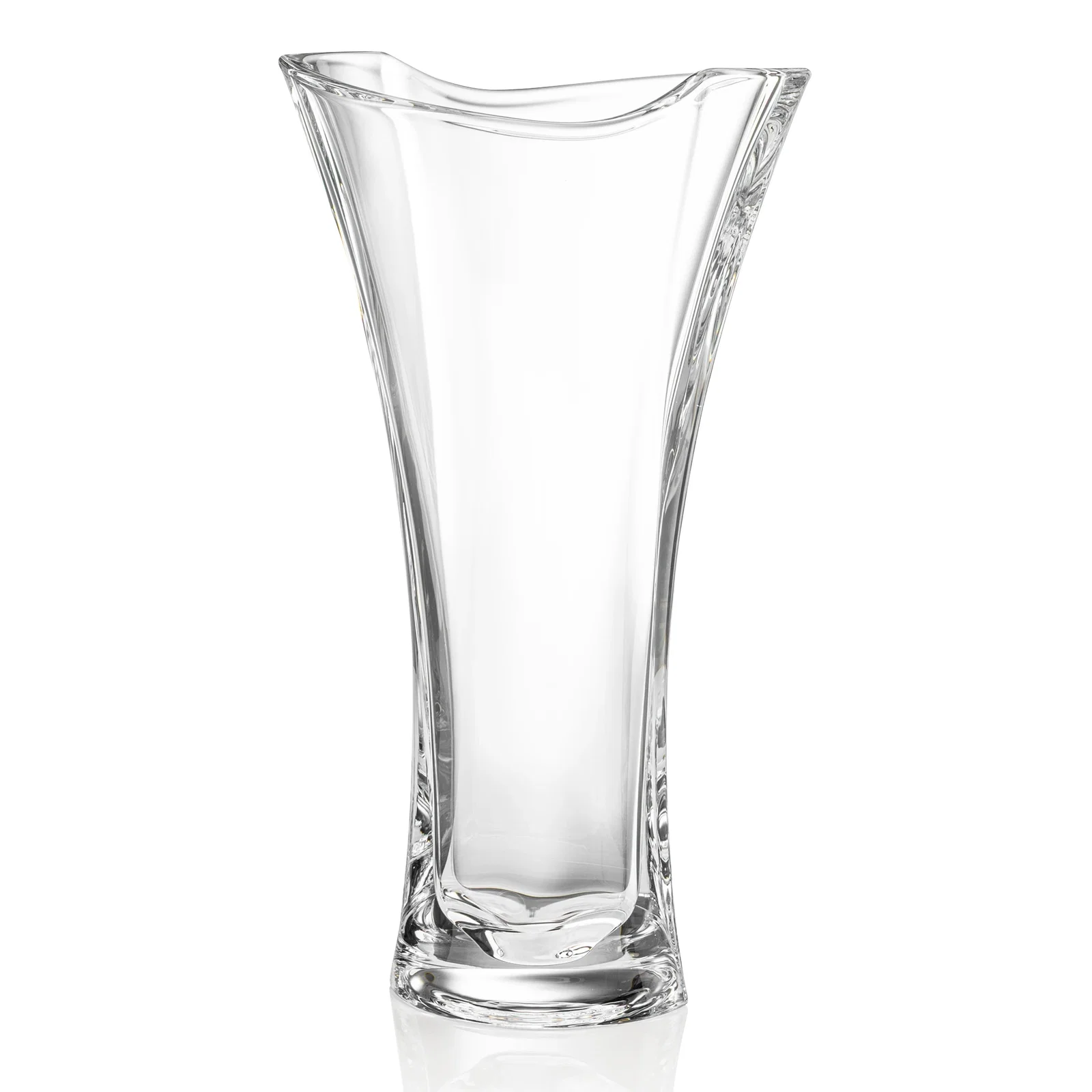 Custom Lead Free Crystalline Vase with Flared Body and Waved Rim for team milestone celebrations