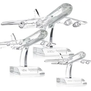 Optical Crystal Airplane Award With a Cut Winged Silhouette