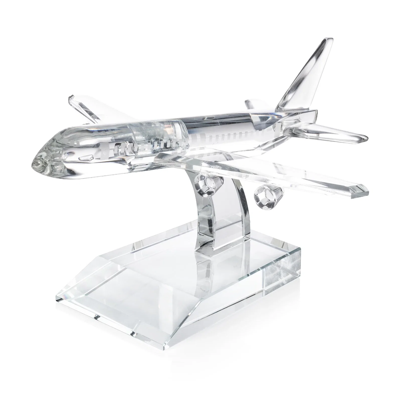 Personalized Optical Crystal Airplane Award With a Cut Winged Silhouette for sales achievement awards