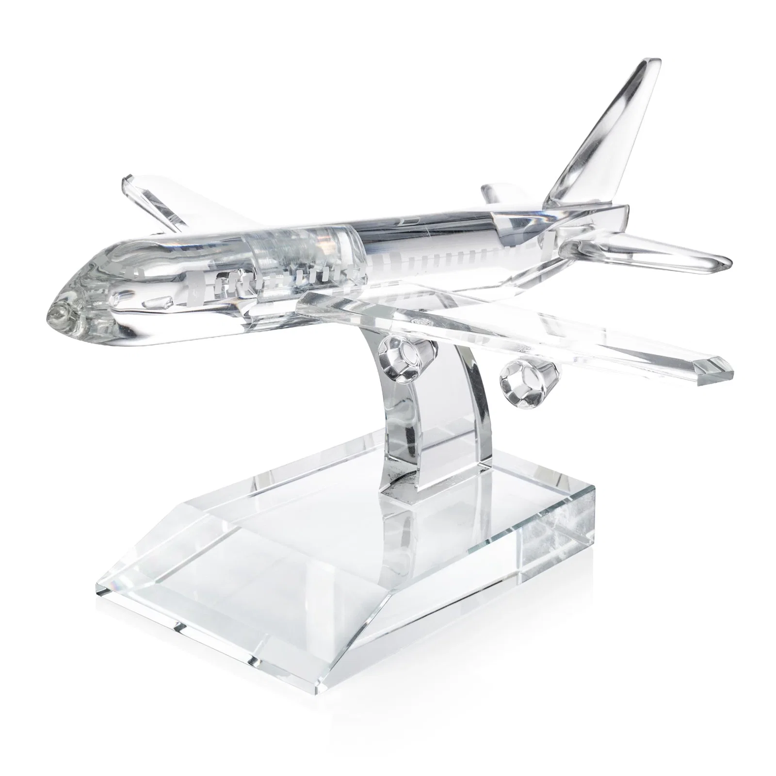 Personalized Optical Crystal Airplane Award With a Cut Winged Silhouette for retirement presentations