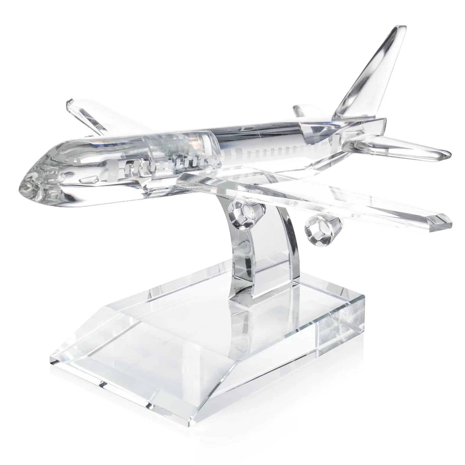 Personalized Optical Crystal Airplane Award With a Cut Winged Silhouette for team milestone celebrations